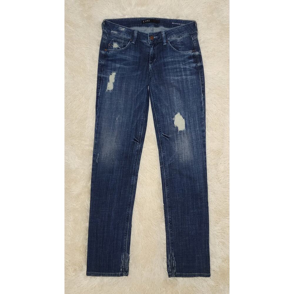 Fade To Blue Womens Size 25 Distressed Best Friend Straight Leg Comfort Jeans